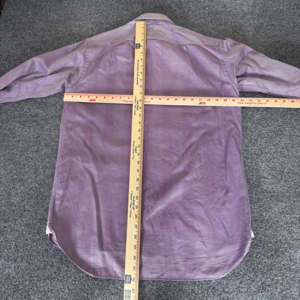 Thomas Pink Prestige Mens Purple Herringbone Dress Shirt 15 33.5 French Cuff - Picture 4 of 7